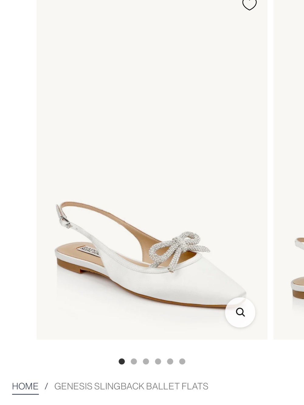 Badgley Mischka Genesis Slingback Ballet Flats in White/Silver
